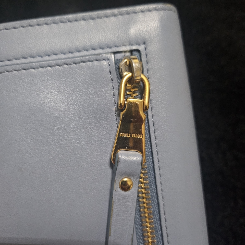 Miu Miu Blue Leather Wallet with Gold Details - Picture 7 of 8